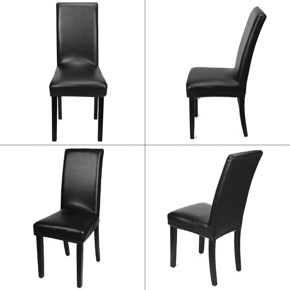 Black Pu Leather Chair Covers Set of 4 Q457243