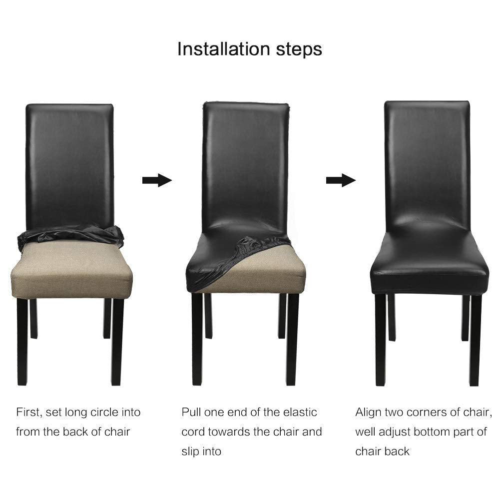 Black Pu Leather Chair Covers Set of 4 Q457243