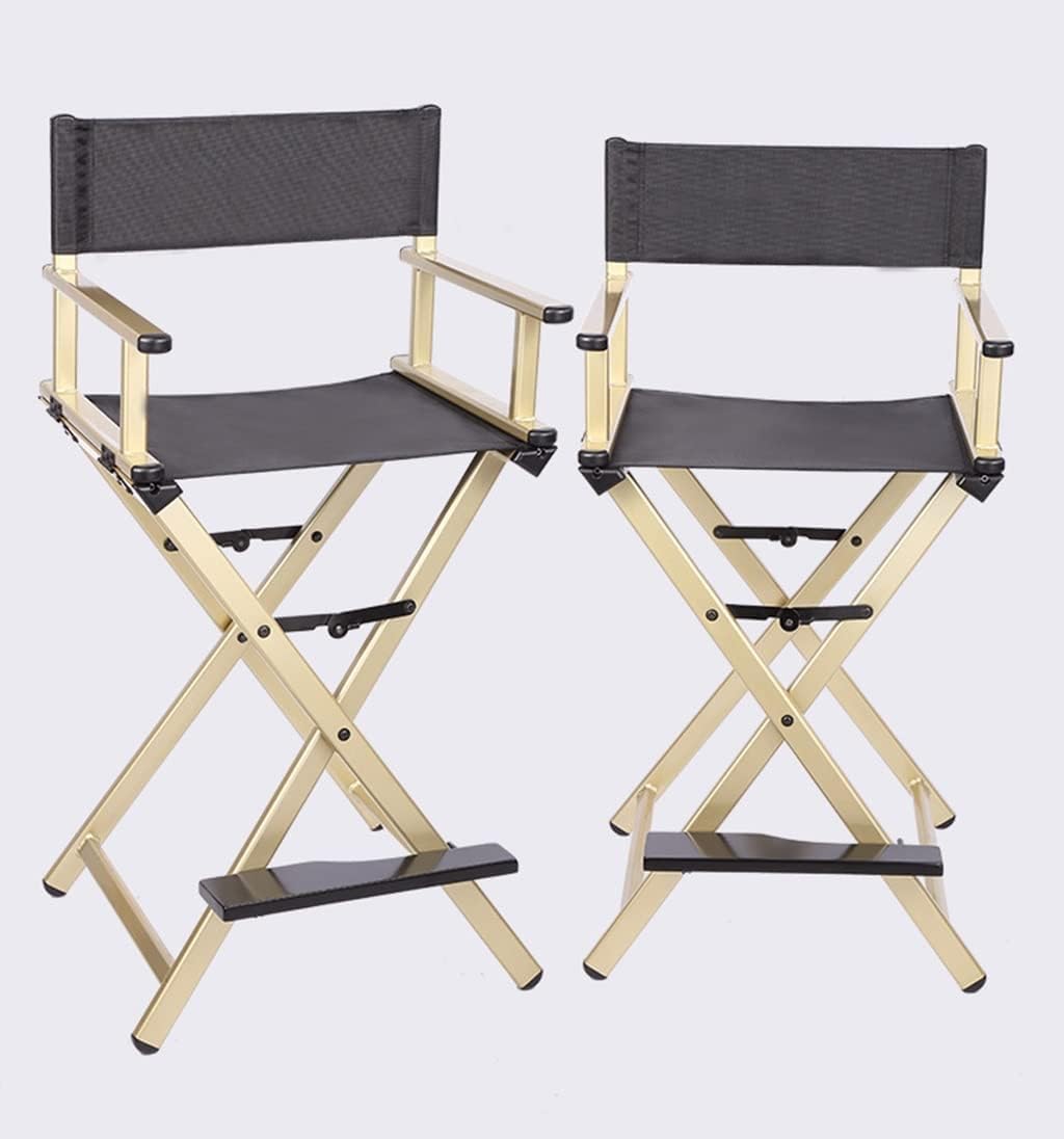 Black Aluminum Folding Director's Chair with Footrest W12282