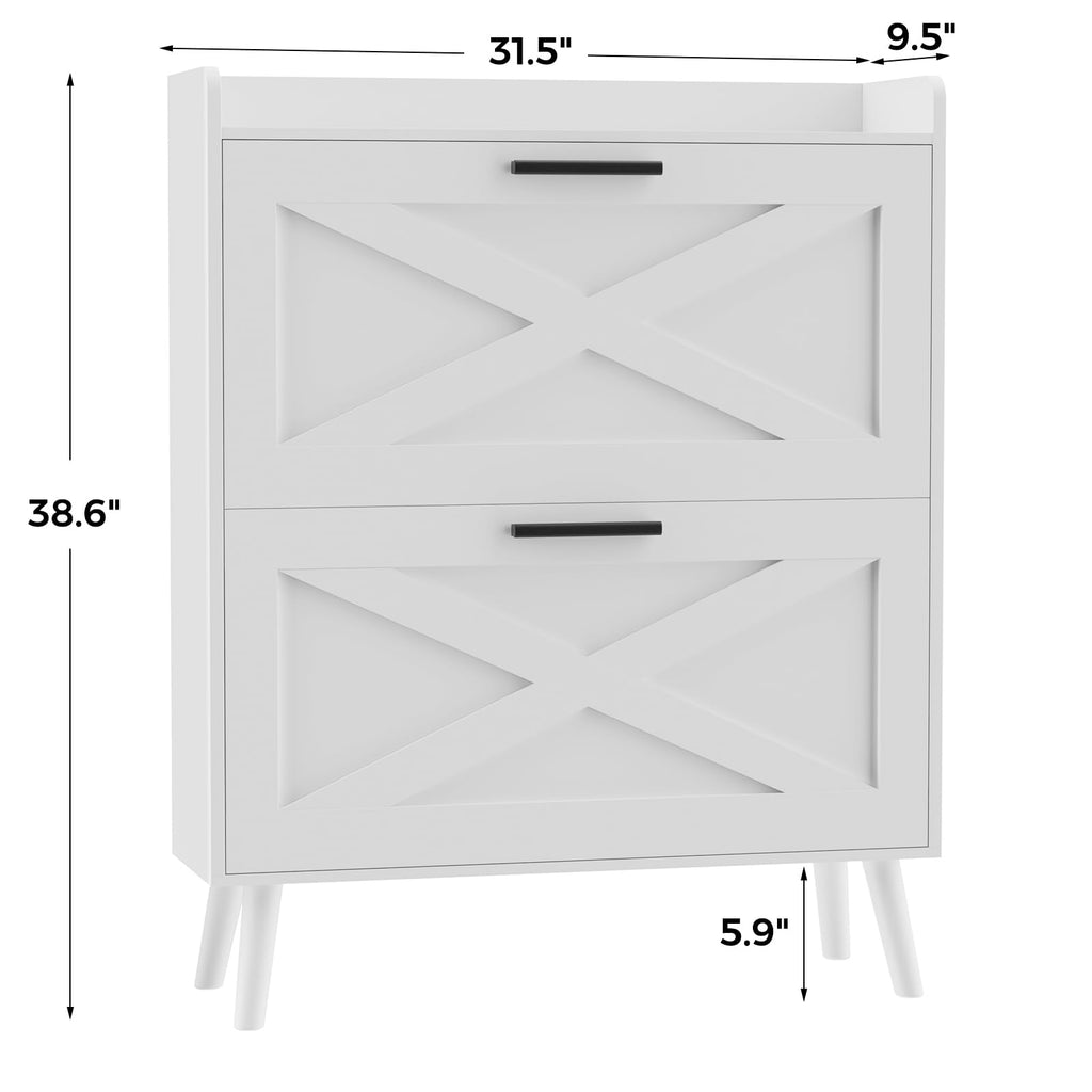 Farmhouse Shoe Storage Cabinet with Flip Drawers F527