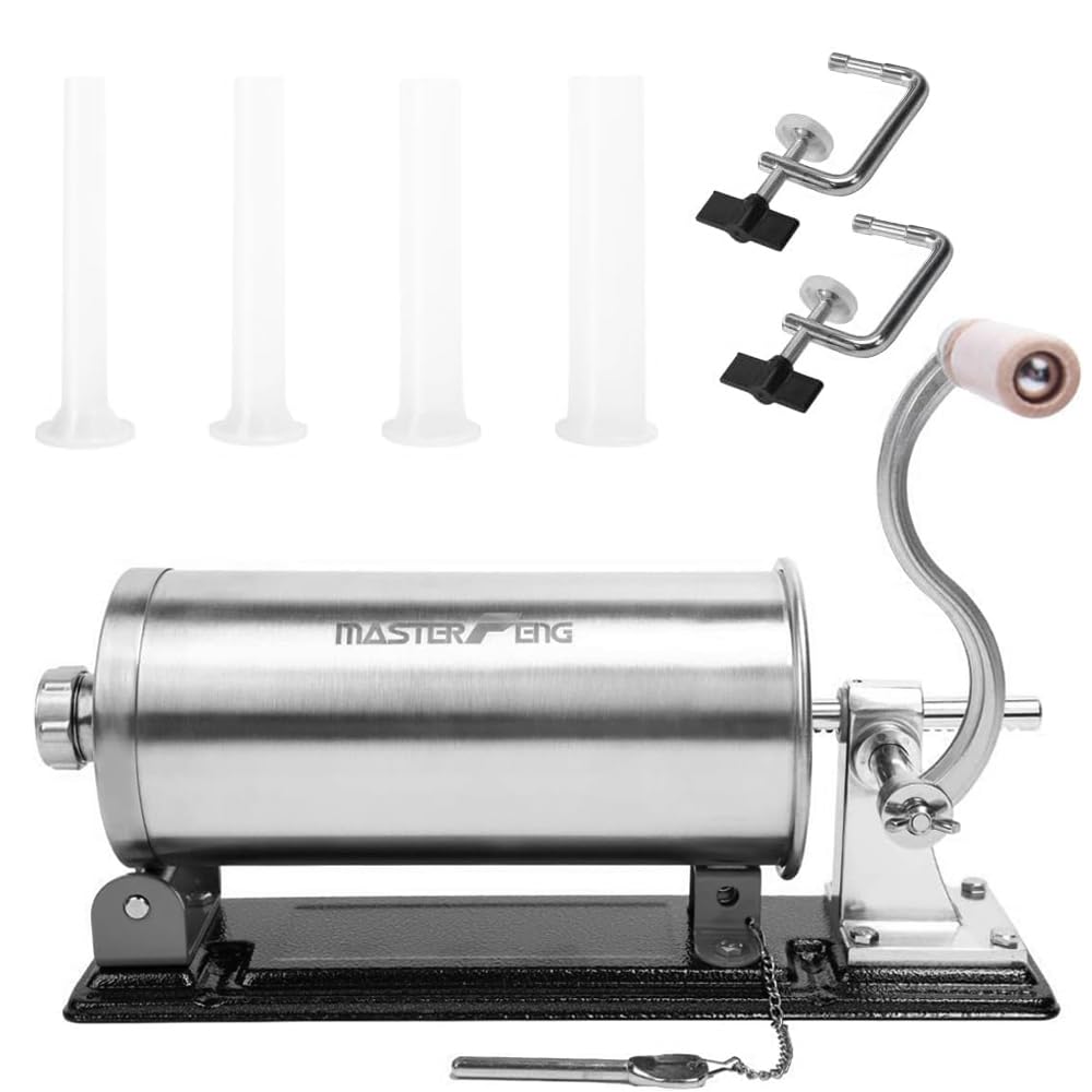 6 LBS Stainless Steel Sausage Stuffer with 4 Funnels Z881755