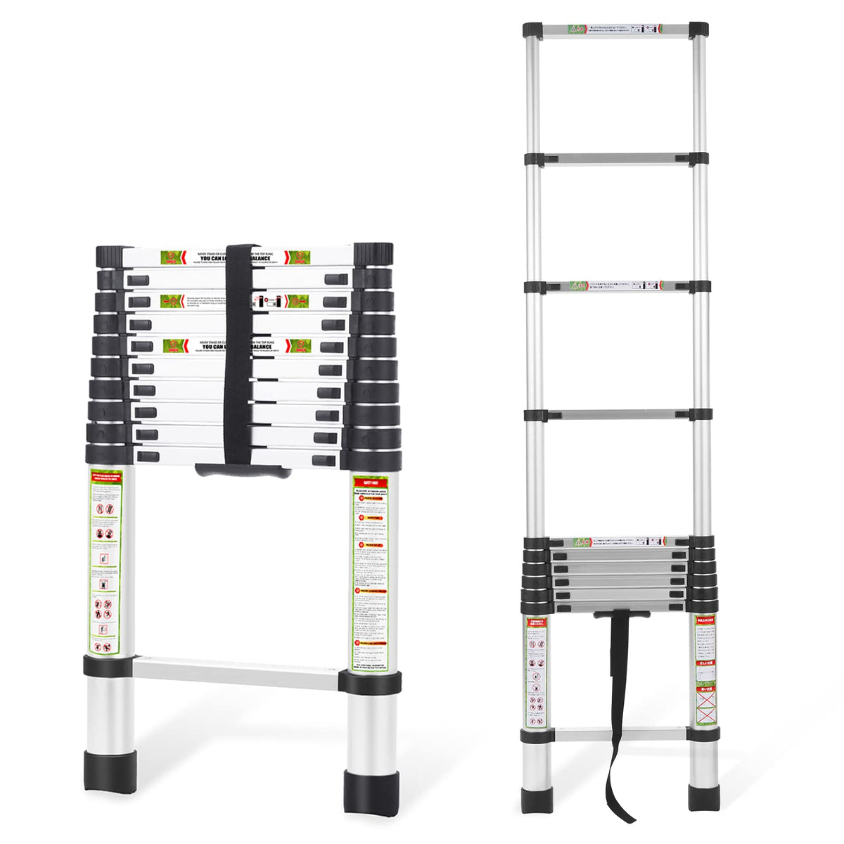 10.5 ft Aluminum Telescopic Ladder with Non-Slip Feet V529