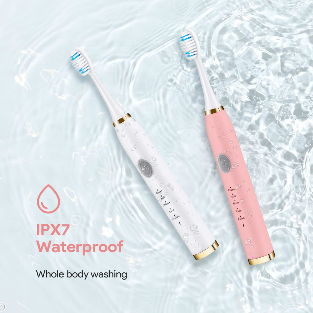 Rechargeable Sonic Toothbrush 2-Pack White Pink Q30042