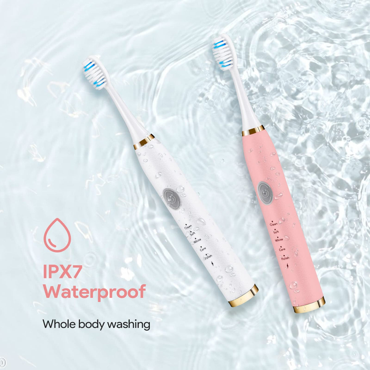 Rechargeable Sonic Toothbrush 2-Pack White Pink Q30042