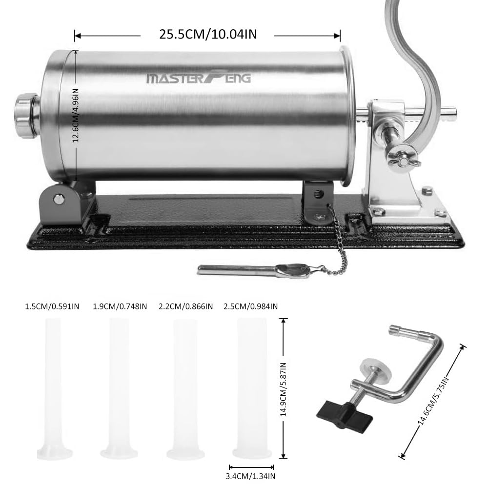 6 LBS Stainless Steel Sausage Stuffer with 4 Funnels Z881755
