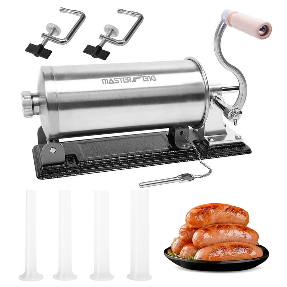 6 LBS Stainless Steel Sausage Stuffer with 4 Funnels Z881755