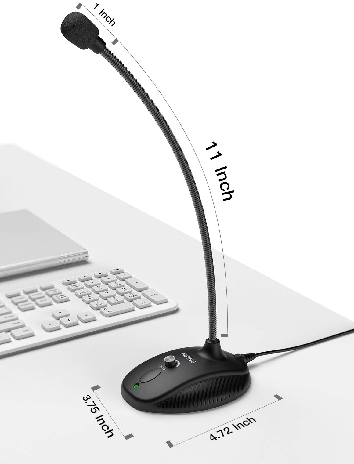 USB Computer Microphone, Plug & Play Desktop Condenser Mic, Mute Button with LED Indicator Q271