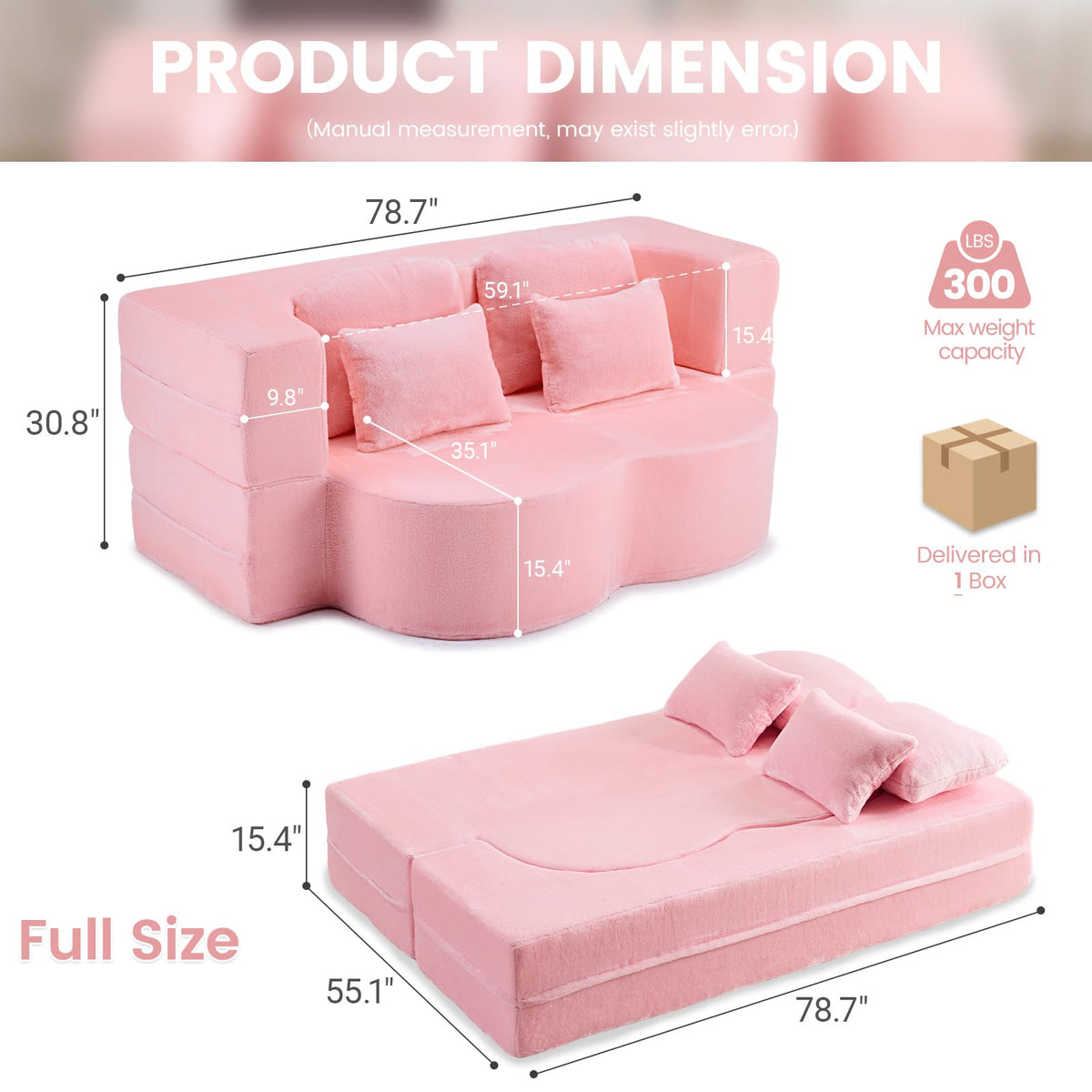 Pink Convertible Sofa Bed N92013