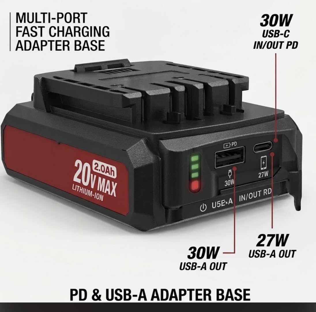 20V Max 2.0Ah Lithium-Ion Battery Pack with Dual USB Ports N9438