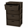 Brown 4 Drawer Plastic Storage Organizer Tower X742