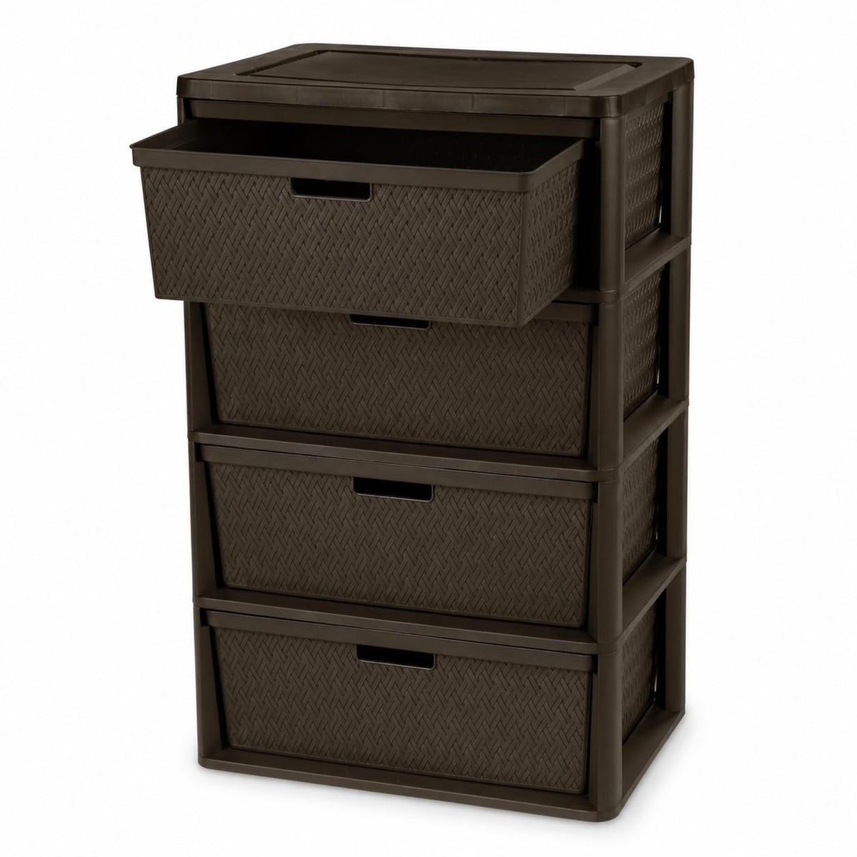 Brown 4 Drawer Plastic Storage Organizer Tower X742