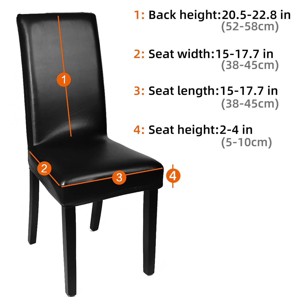 Black Pu Leather Chair Covers Set of 4 Q457243