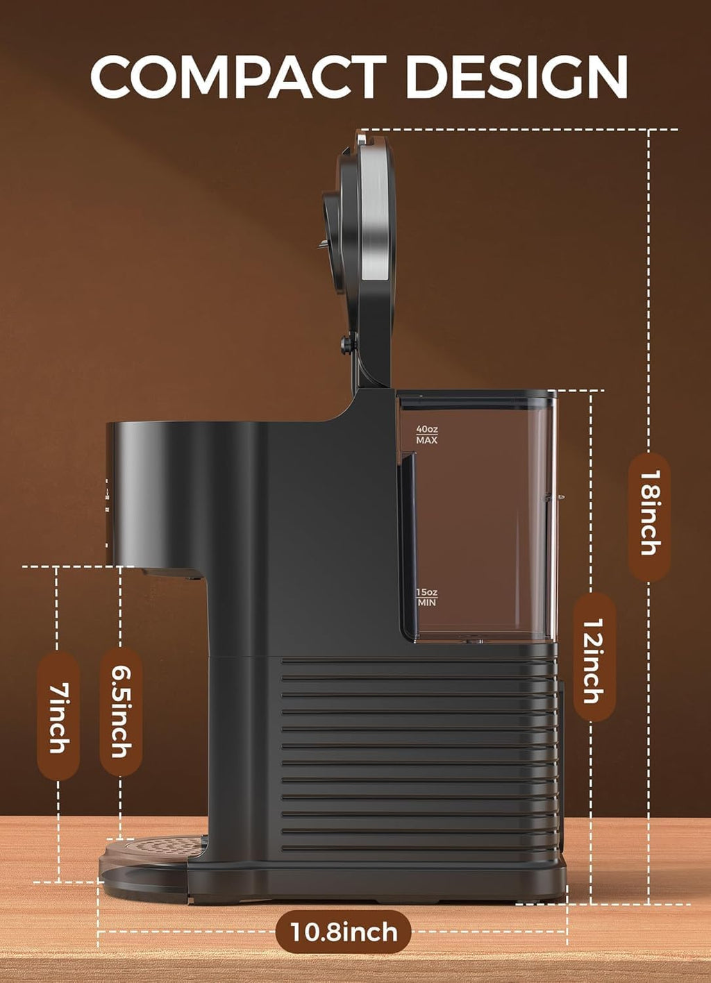 Single Serve Coffee Maker, 2 in 1 Capsule & Ground Coffee Brewer, 40 Oz Removable Water Tank Q58020