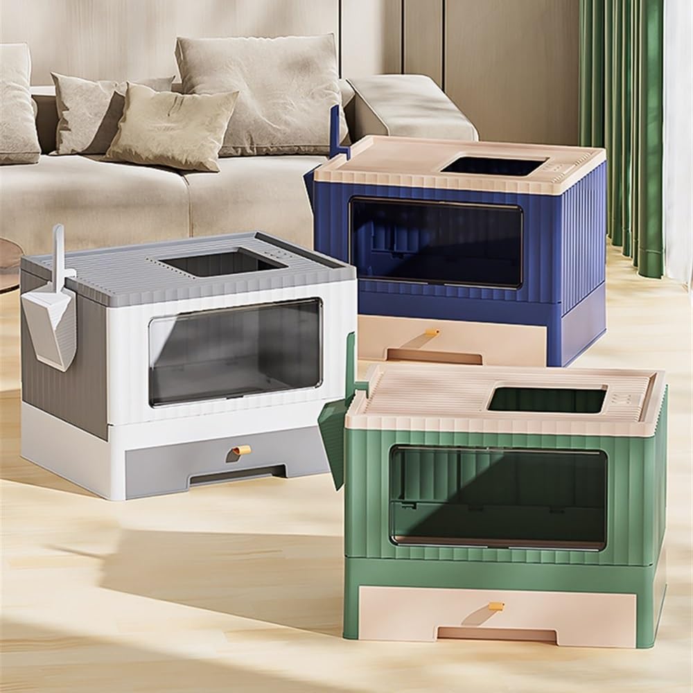 Foldable Cat Litter Box with Lid & Scoop O92099