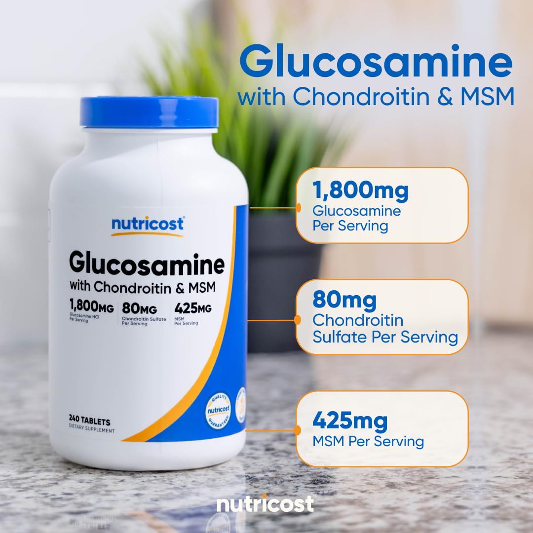 Glucosamine 1800mg with Chondroitin & MSM, 240 Tablets T390