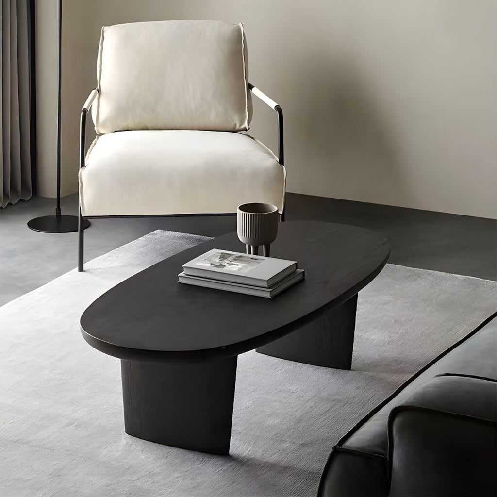Black Wood Oval Coffee Table 59" L x 19" W x 16" H R941