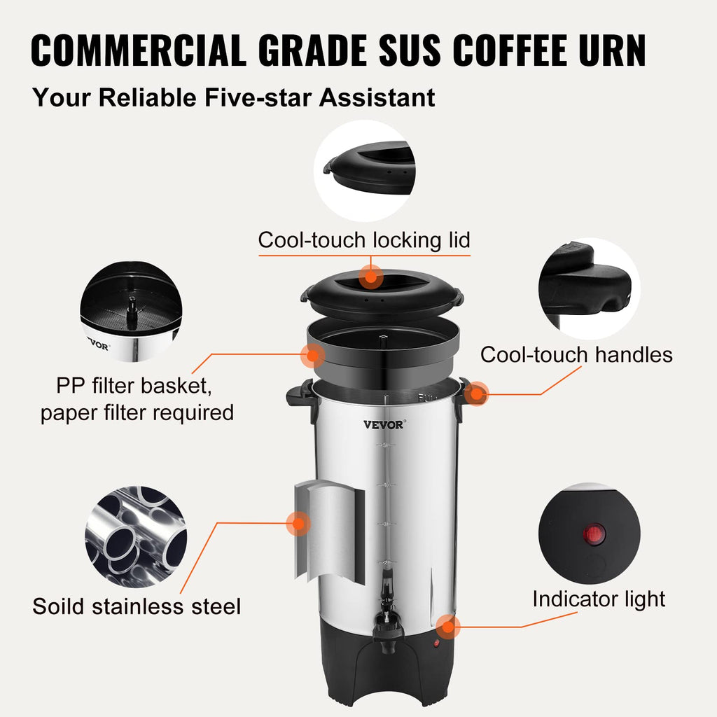 50 Cups Stainless Steel Commercial Coffee Urn U517671