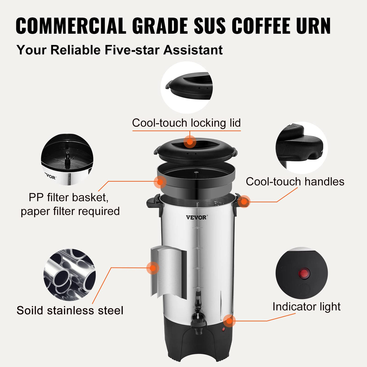 50 Cups Stainless Steel Commercial Coffee Urn U517671