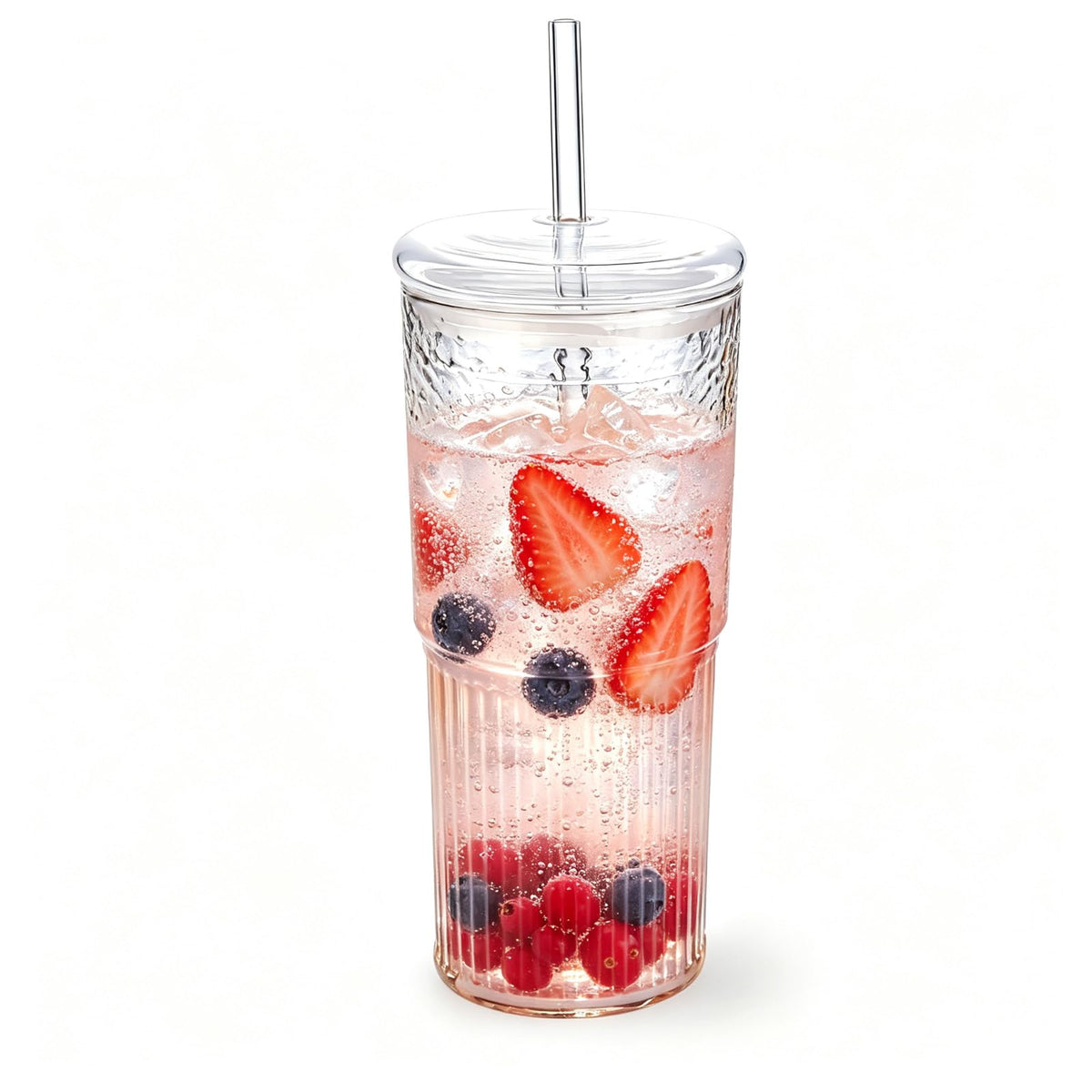 20 oz Glass Cups with Lids and Straws W4153