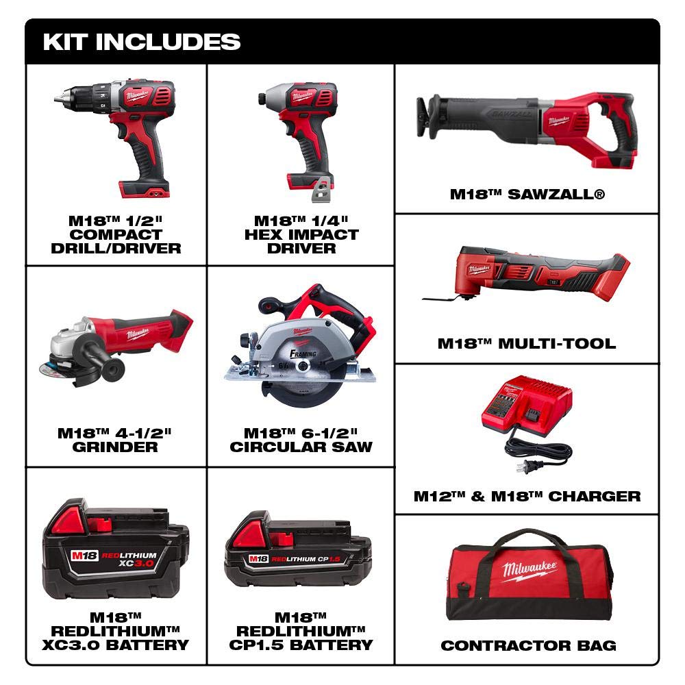 18-Volt Lithium-Ion Cordless 6-Tool Combo Kit with Batteries and Charger Q489