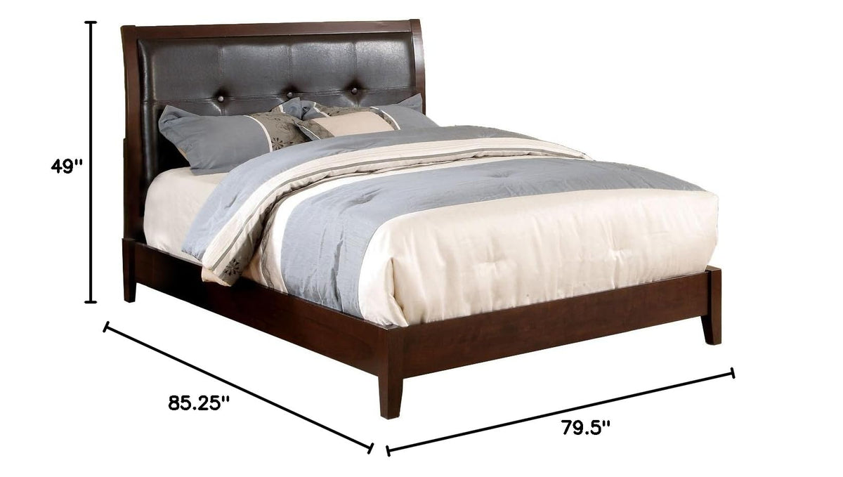 Brown Cherry Eastern King Leatherette Platform Bed V770420