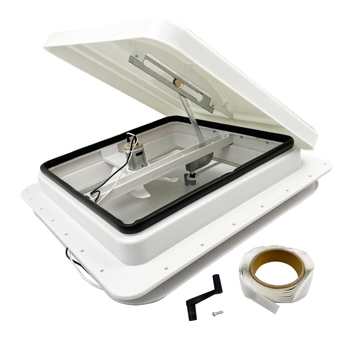 14" RV Roof Vent with 12V Fan, White W75634