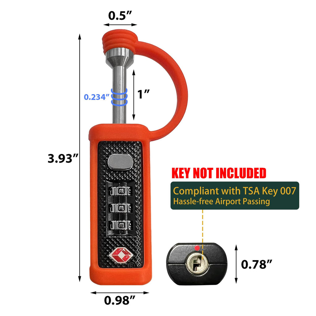 Orange 4-Pack 3-Dial Combo Lock B323192