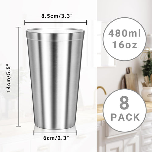 16 oz Stainless Steel Insulated Tumbler 8 Pack B291