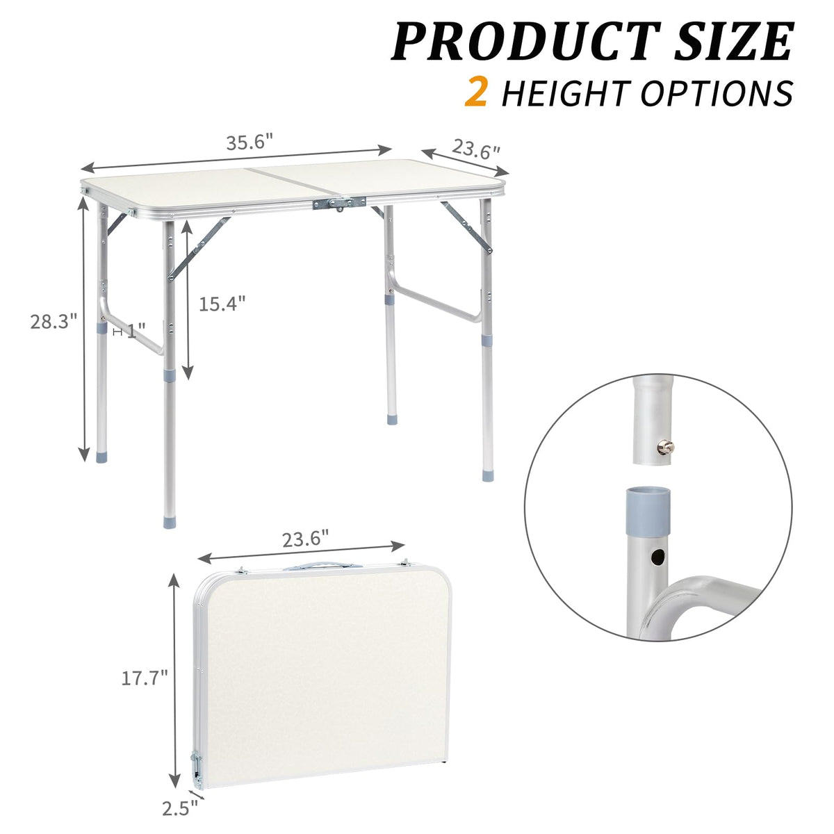 3ft Portable Aluminum Folding Picnic Table with Carry Handle T3581