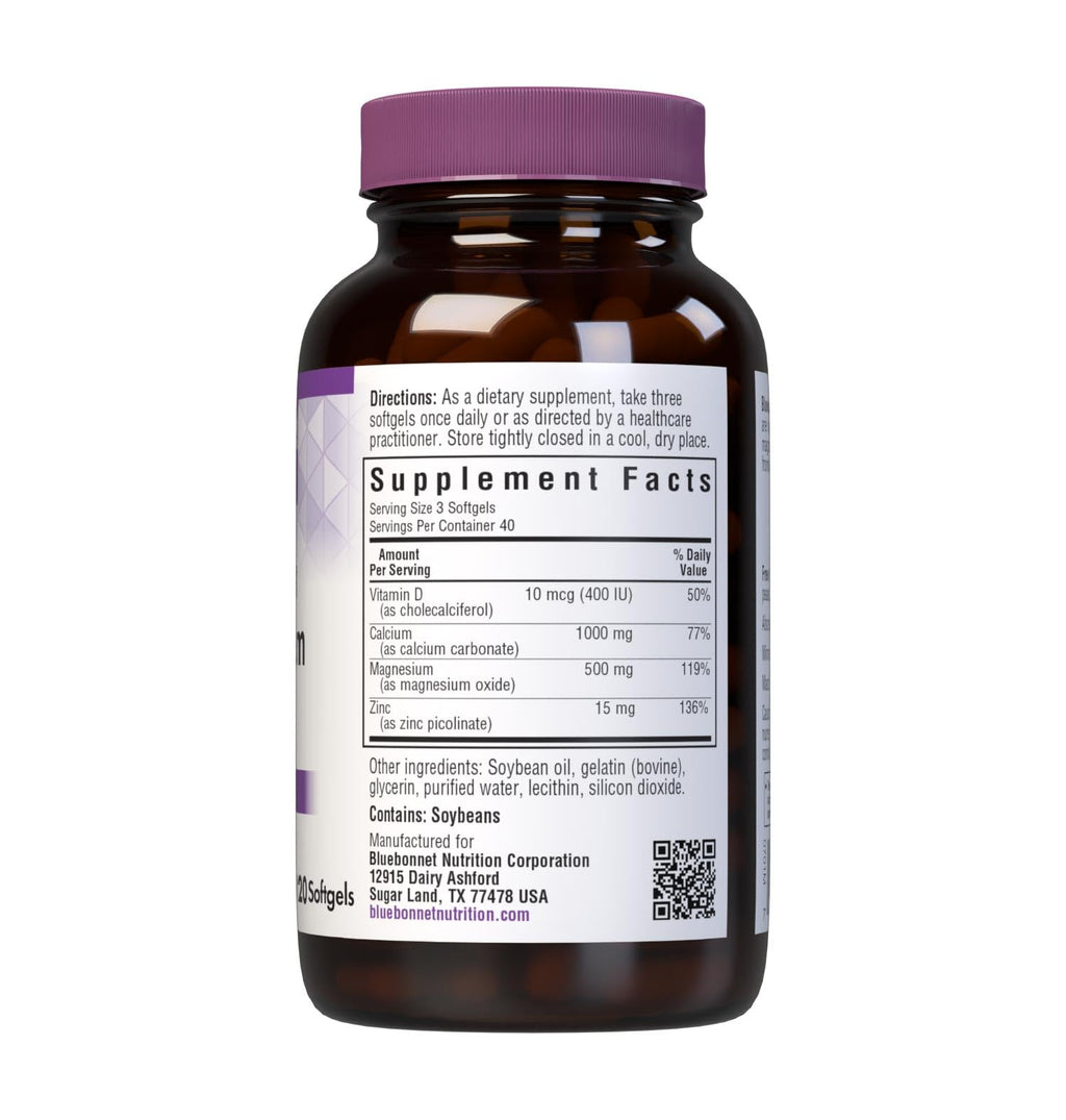 Calcium Magnesium Zinc Vitamin D3 120 Softgels A640