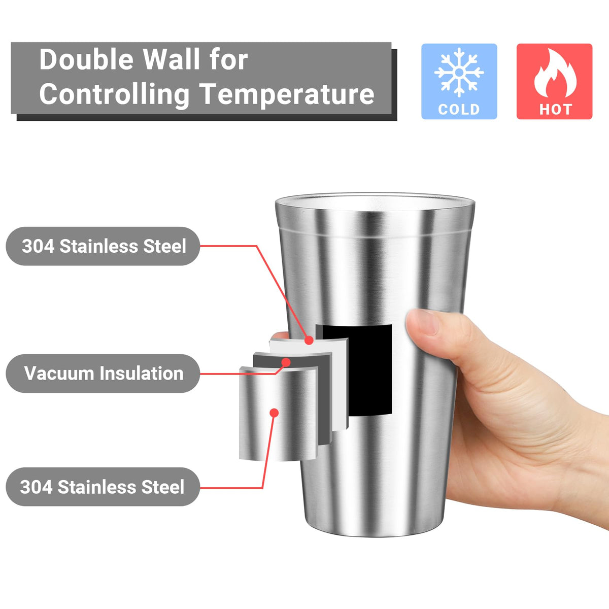 16 oz Stainless Steel Insulated Tumbler 8 Pack B291