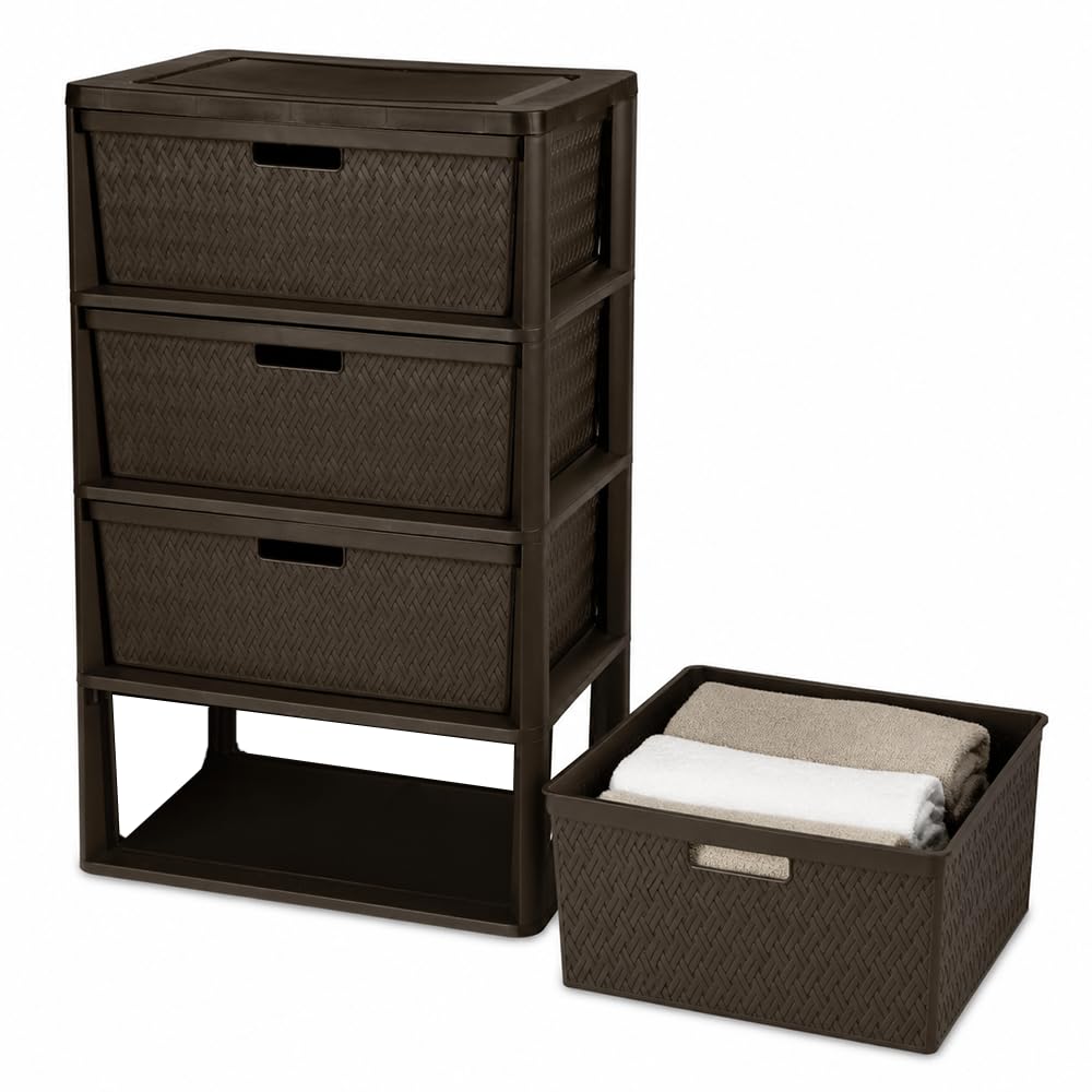 Brown 4 Drawer Plastic Storage Organizer Tower X742