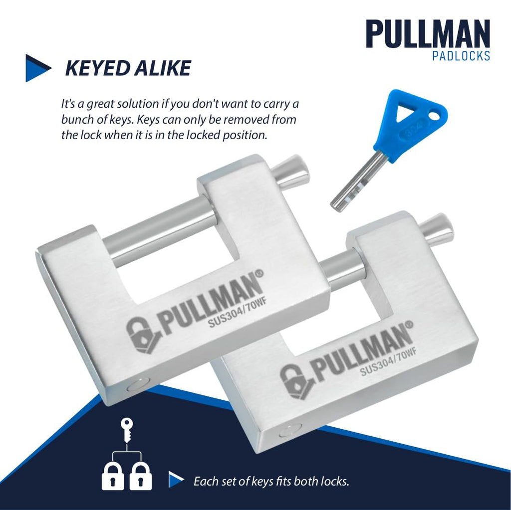 Heavy Duty Keyed Alike Padlocks with 4 Keys 2 Pack 70mm I49923