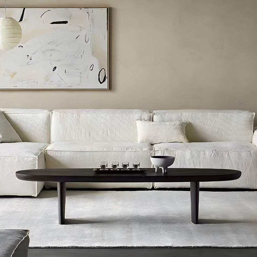 Black Wood Oval Coffee Table 59" L x 19" W x 16" H R941