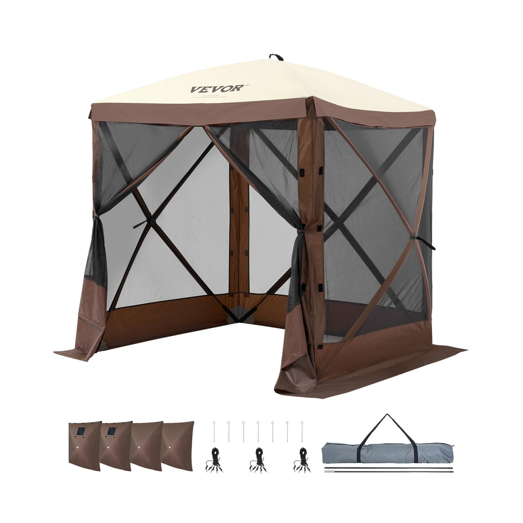 6 x 6 ft Pop Up Gazebo Tent with Mosquito Netting and Privacy Panels Y1576