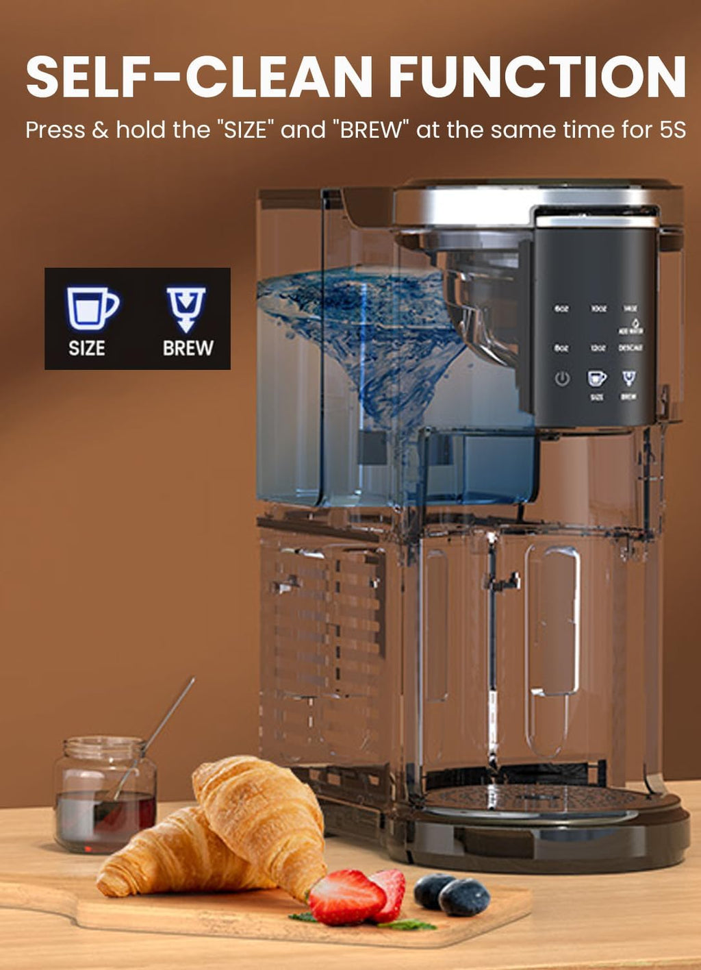 Single Serve Coffee Maker, 2 in 1 Capsule & Ground Coffee Brewer, 40 Oz Removable Water Tank Q58020