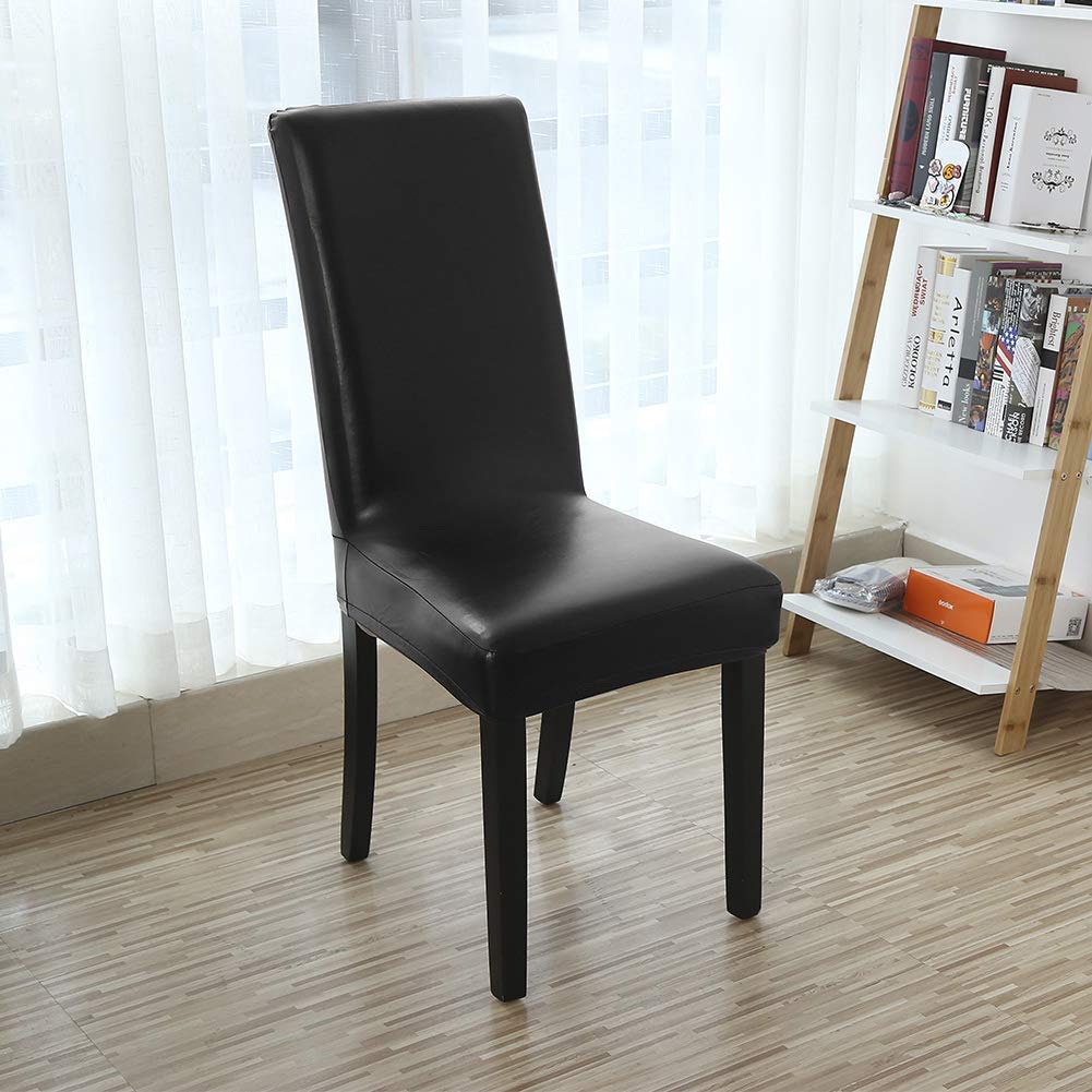 Black Pu Leather Chair Covers Set of 4 Q457243