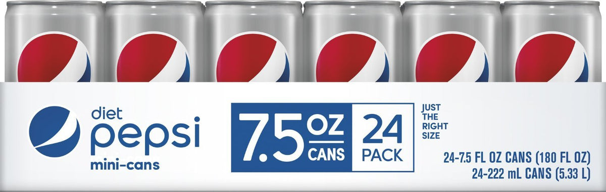 Diet Pepsi 7.5 Fl Oz Mini Cans 24 Pack D7641