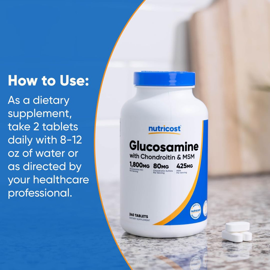 Glucosamine 1800mg with Chondroitin & MSM, 240 Tablets T390