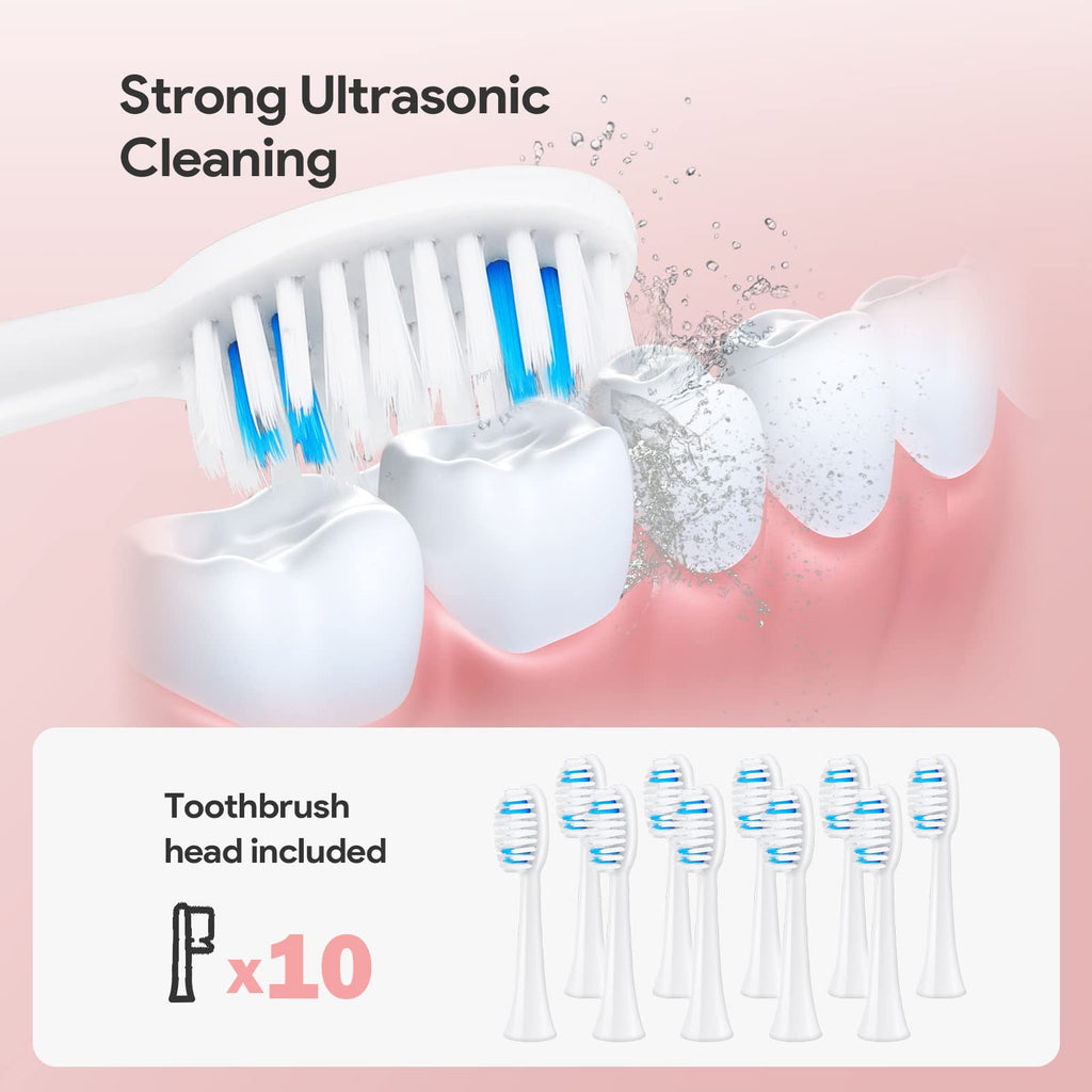 Rechargeable Sonic Toothbrush 2-Pack White Pink Q30042