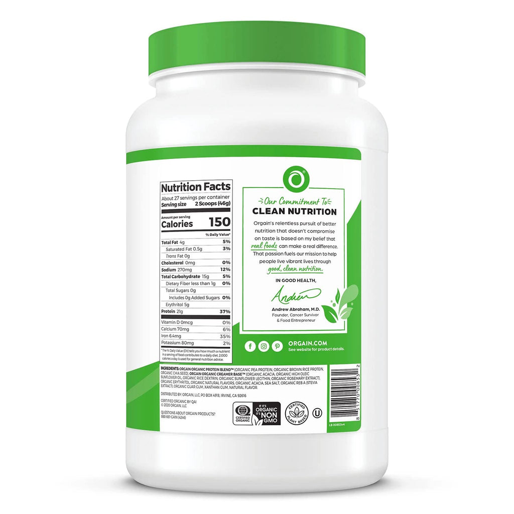 Organic Plant Based Protein Powder Vanilla Bean 2.74 lb E532