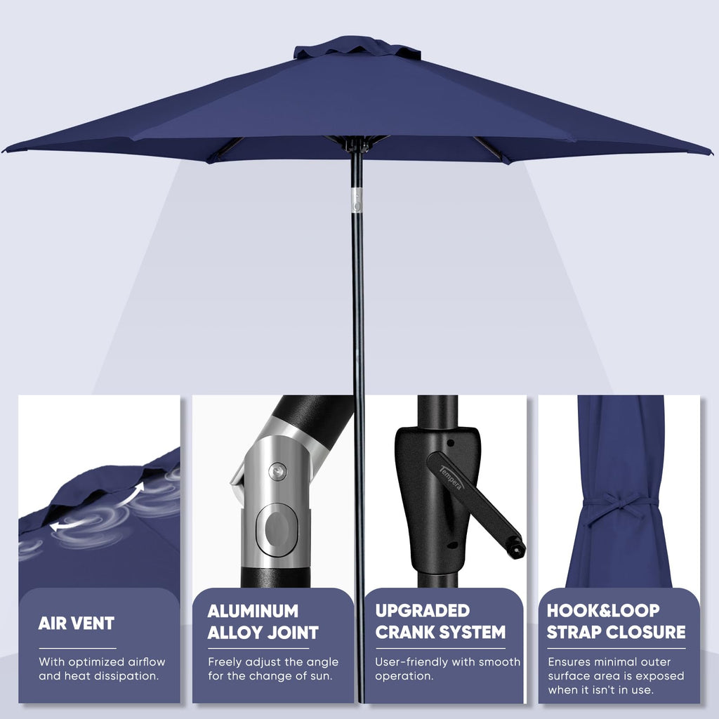 Patio Market Outdoor Table Umbrella with Push Button Tilt and Crank B854893