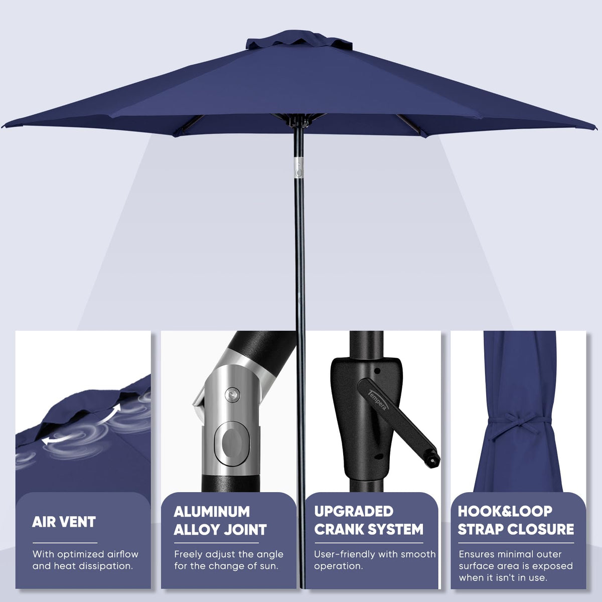 Patio Market Outdoor Table Umbrella with Push Button Tilt and Crank B854893