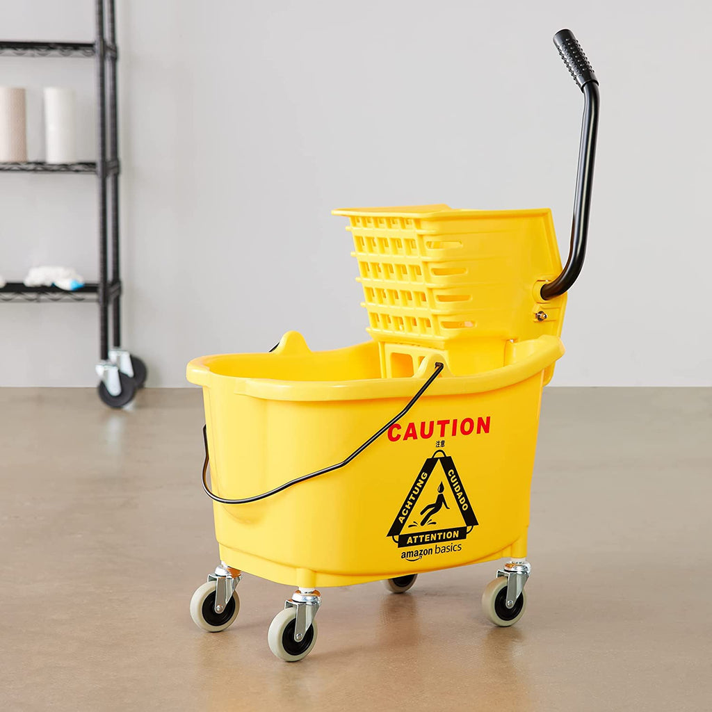 Yellow 35-Quart Mop Bucket on Wheels H8469