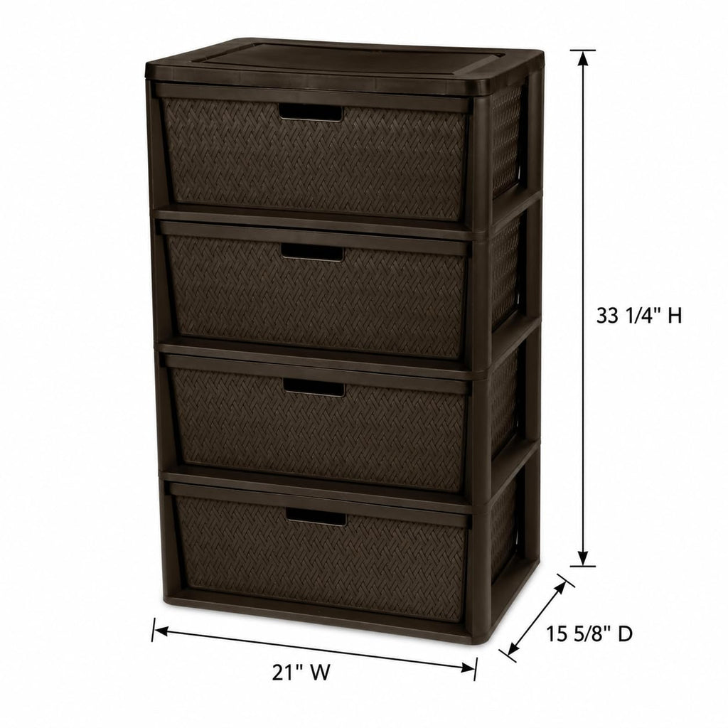 Brown 4 Drawer Plastic Storage Organizer Tower X742