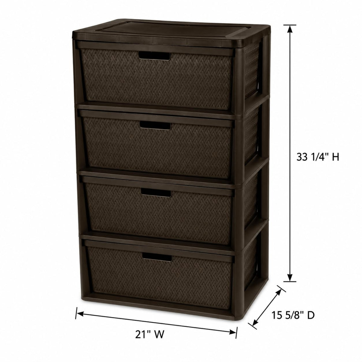 Brown 4 Drawer Plastic Storage Organizer Tower X742