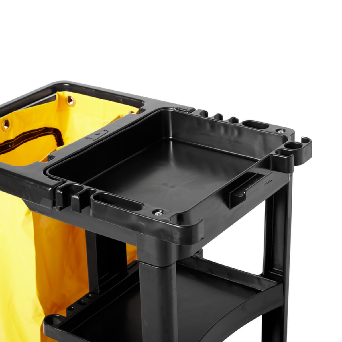 3-Shelf Wheeled Cleaning Cart with Yellow Vinyl Bag O946