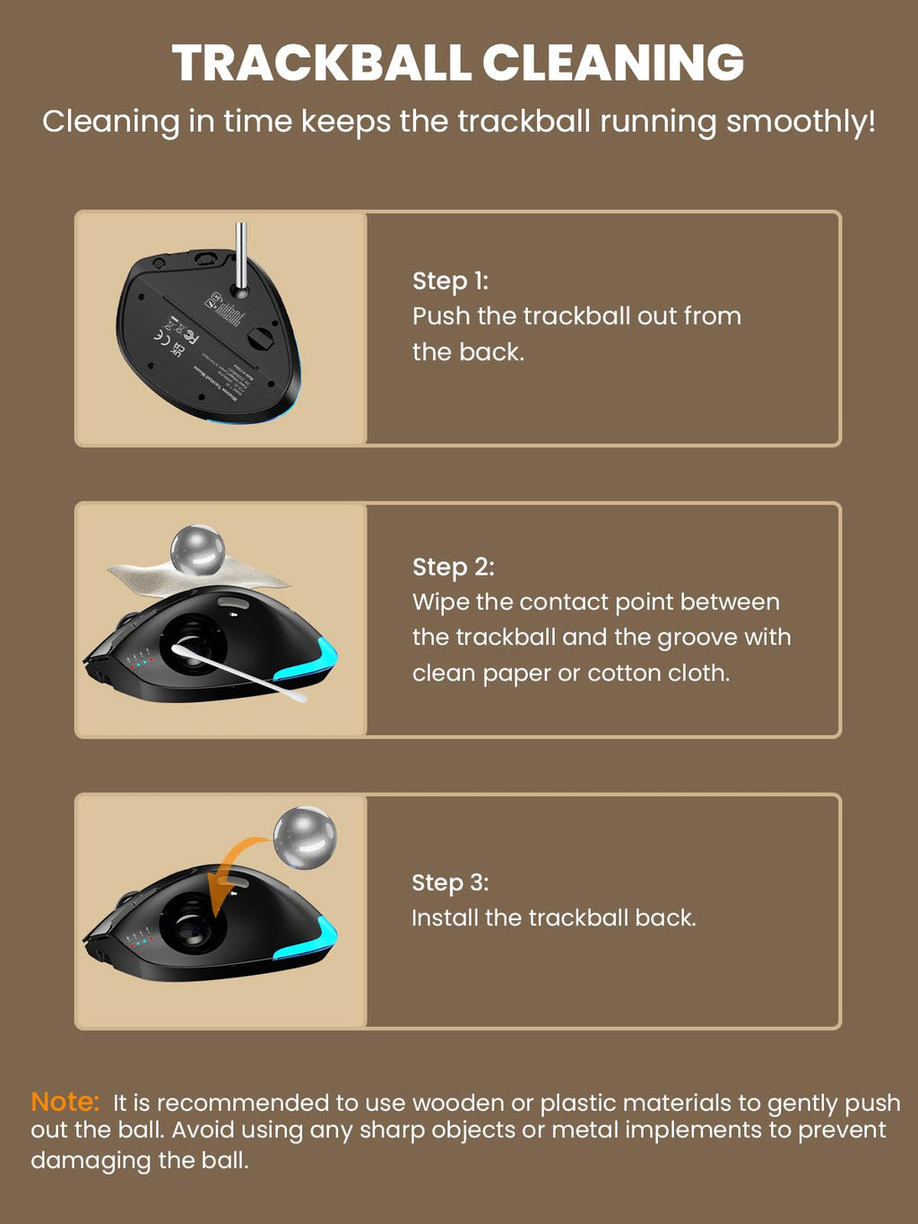 Ergonomic Wireless Trackball Mouse N9309