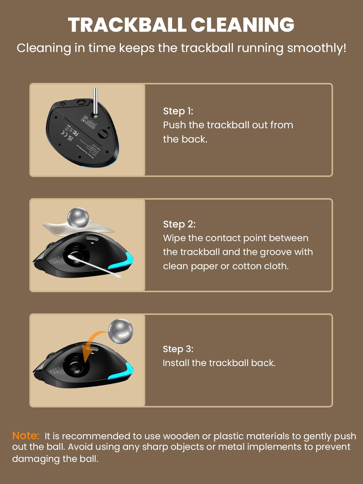 Ergonomic Wireless Trackball Mouse N9309