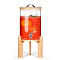 2.1 Gallon Glass Beverage Dispenser with Bamboo Stand and Spigot X895